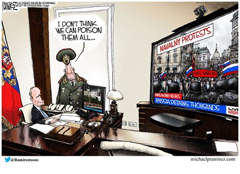 Political Cartoon World Russia Putin Navalny protests.